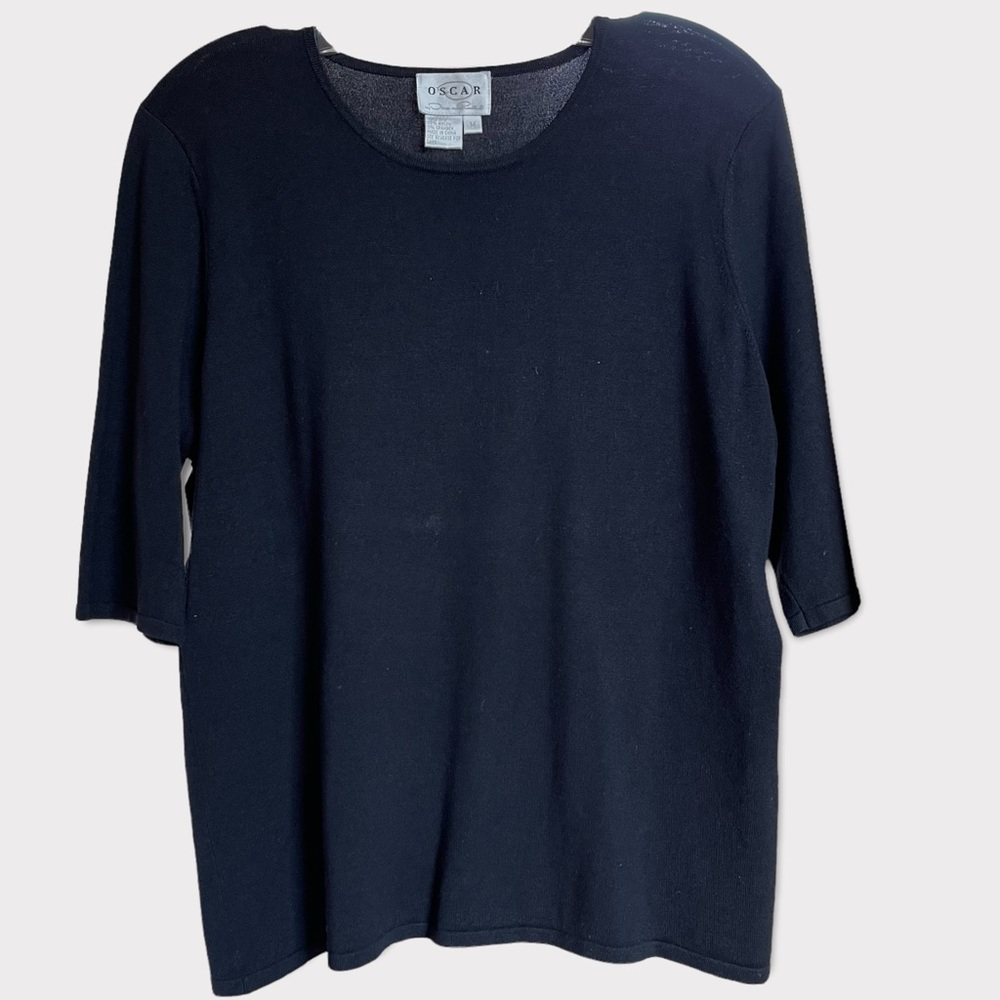 OSCAR Oscar de la Renta black long sleeve blouse size medium